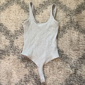 Gray ribbed bodysuit